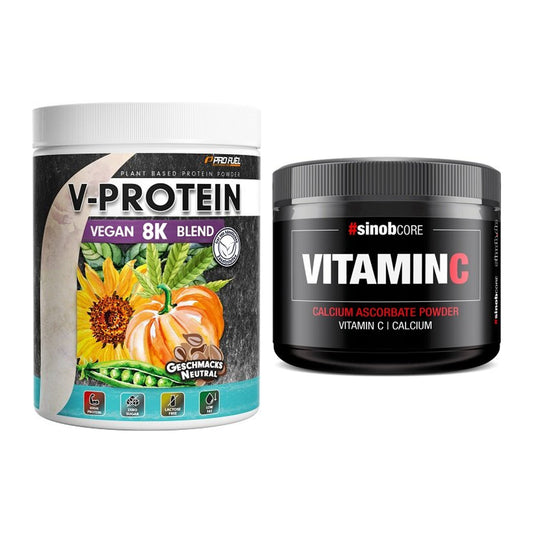 Basis-Set: ProFuel V-Protein Vegan 8K + Sinob Vitamin C Calcium – alle enthaltenen Artikel