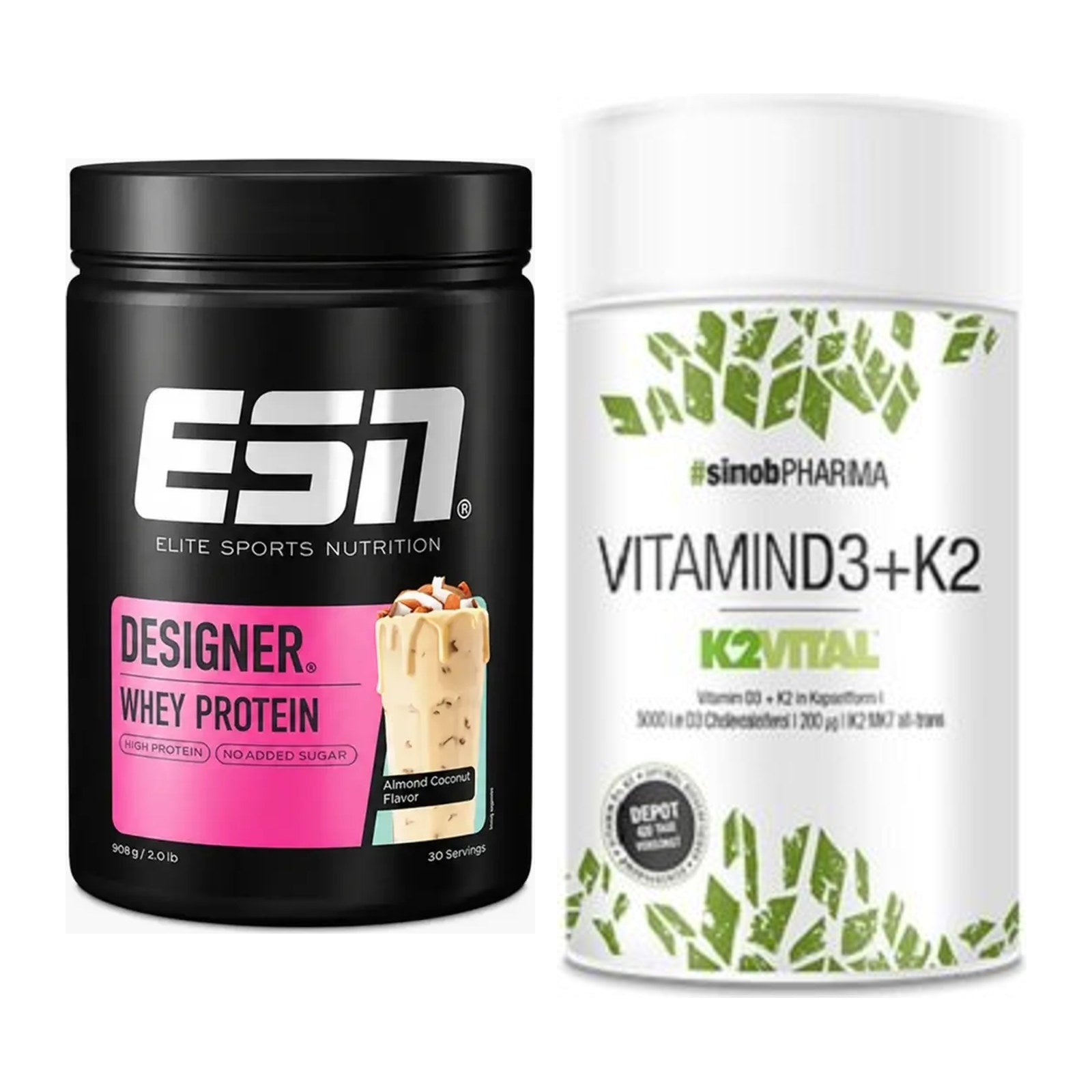Basis-Set: ESN Designer Whey + Sinob Vitamin D3 + K2 – alle enthaltenen Artikel