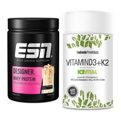 Basis-Set: ESN Designer Whey + Sinob Vitamin D3 + K2 – alle enthaltenen Artikel