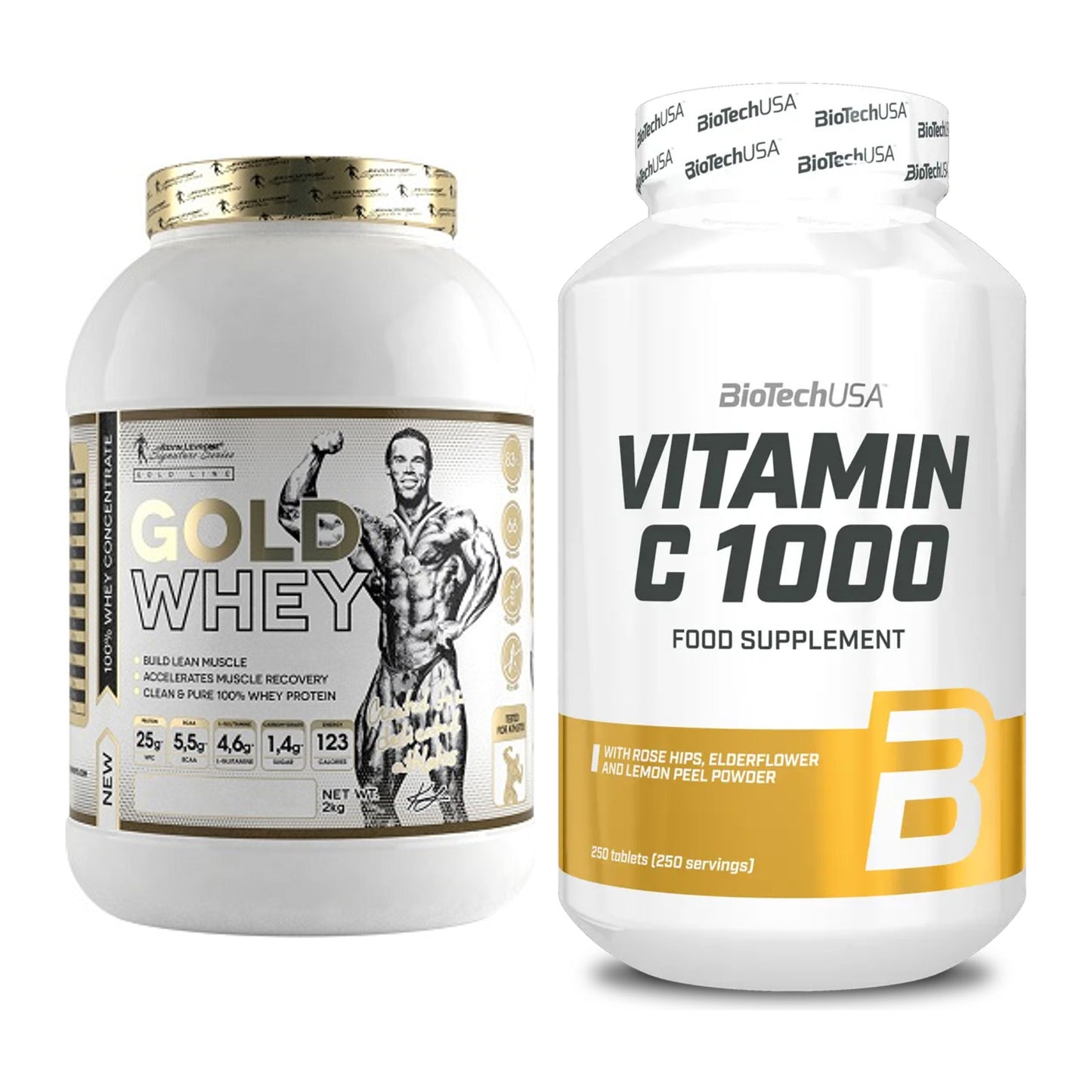 Basis-Set: Kevin Levrone Gold Whey + BioTech Vitamin C 1000 250 Tabl. – alle enthaltenen Artikel