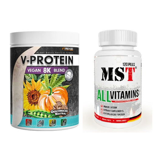 Basis-Set: ProFuel V-Protein Vegan 8K + MST All Vitamins 120 Tabl. – alle enthaltenen Artikel