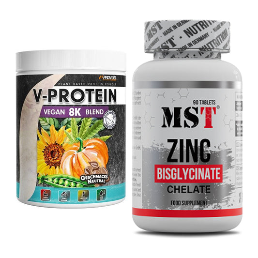 Basis-Set: ProFuel V-Protein Vegan 8K + MST Zinc Chelate – alle enthaltenen Artikel