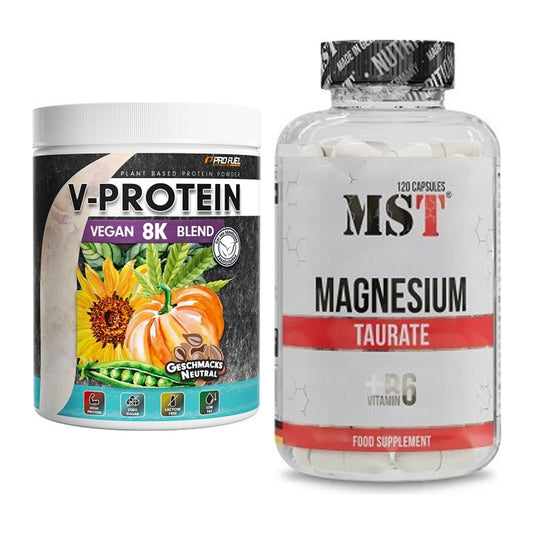 Basis-Set: ProFuel V-Protein Vegan 8K Blend + MST Magnesium Taurat – alle enthaltenen Artikel