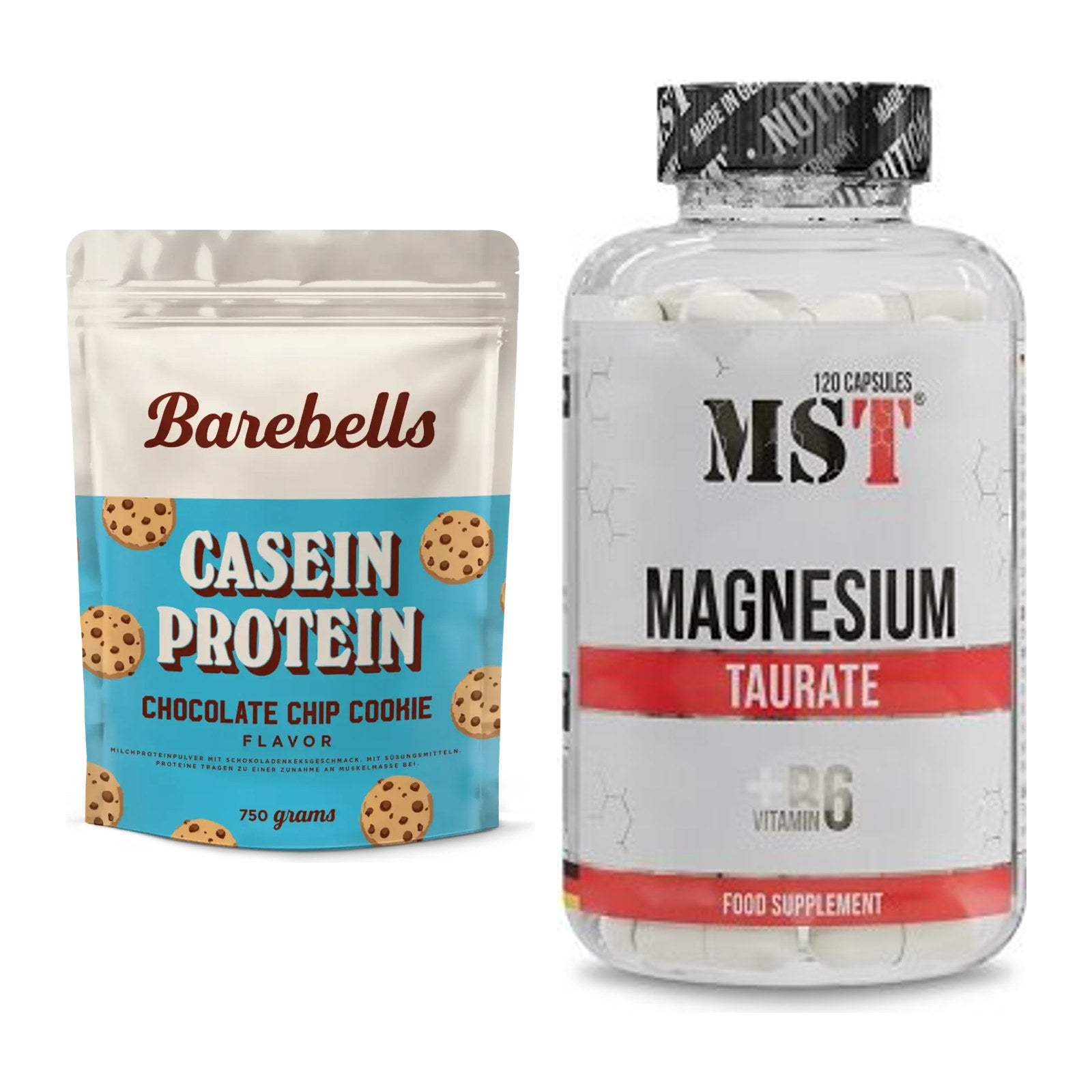 Basisset: Barebells Caseïne Eiwit + MST Magnesium Tauraat - alle artikelen inbegrepen
