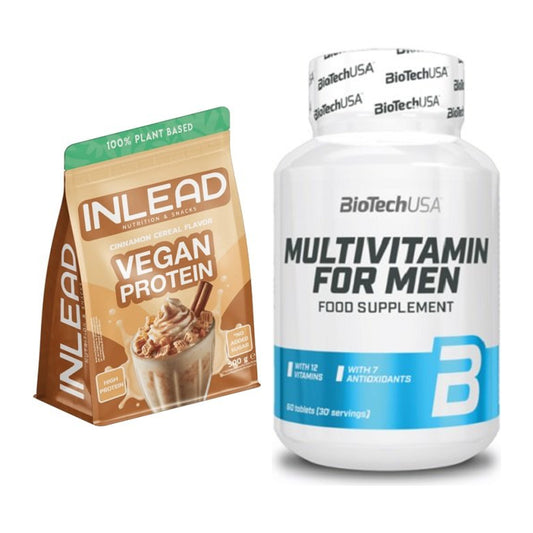 Basis-Set: INLEAD Vegan Protein + BioTech Multivitamin for Men 60 – alle enthaltenen Artikel