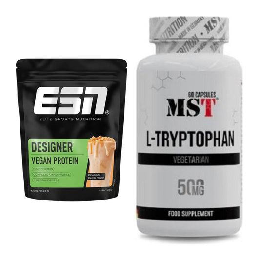 Basis-Set: ESN Designer Vegan Protein + MST Tryptophan 500mg – alle enthaltenen Artikel