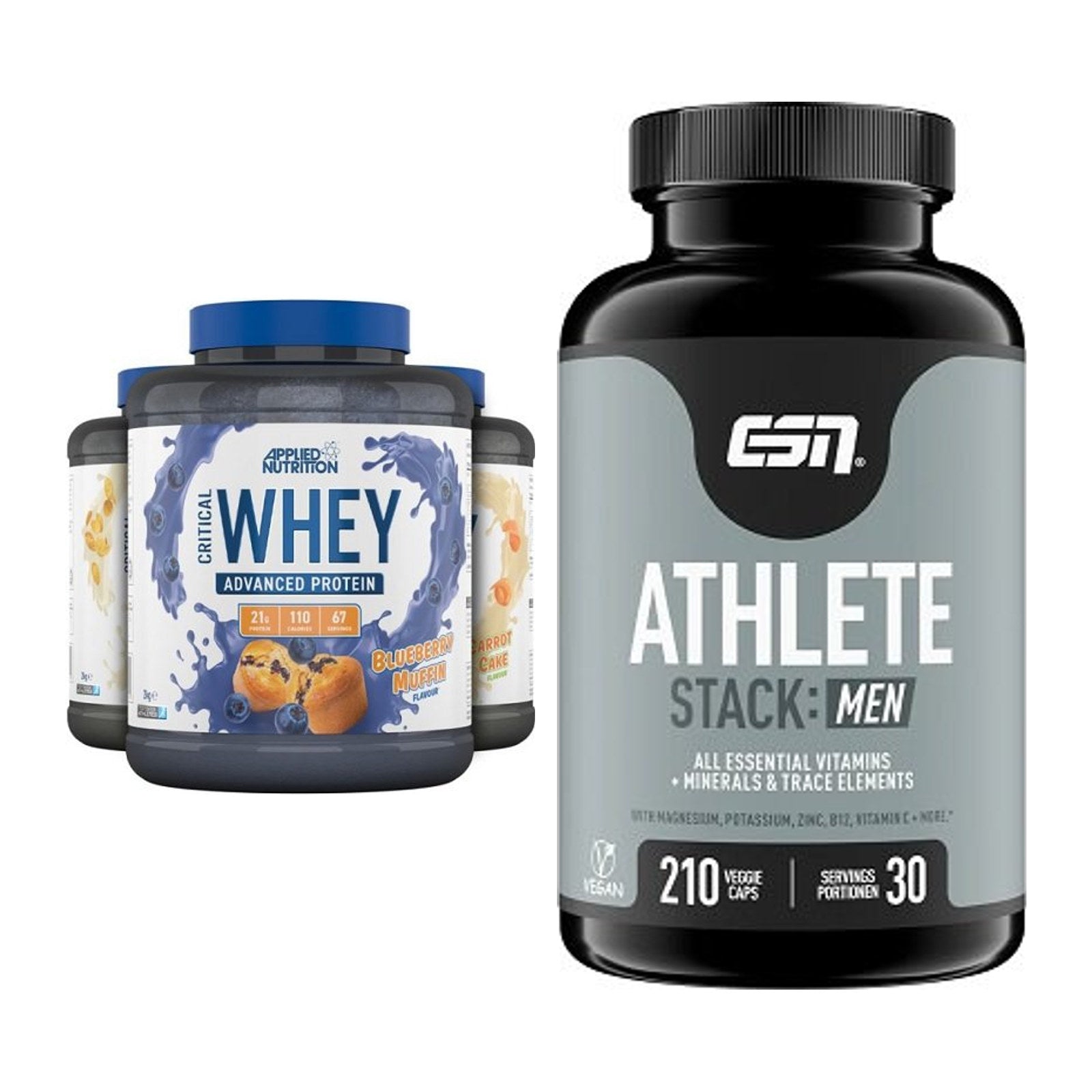 Basis-Set: Applied Nutrition Critical Whey + ESN Athlete Stack:MEN – alle enthaltenen Artikel