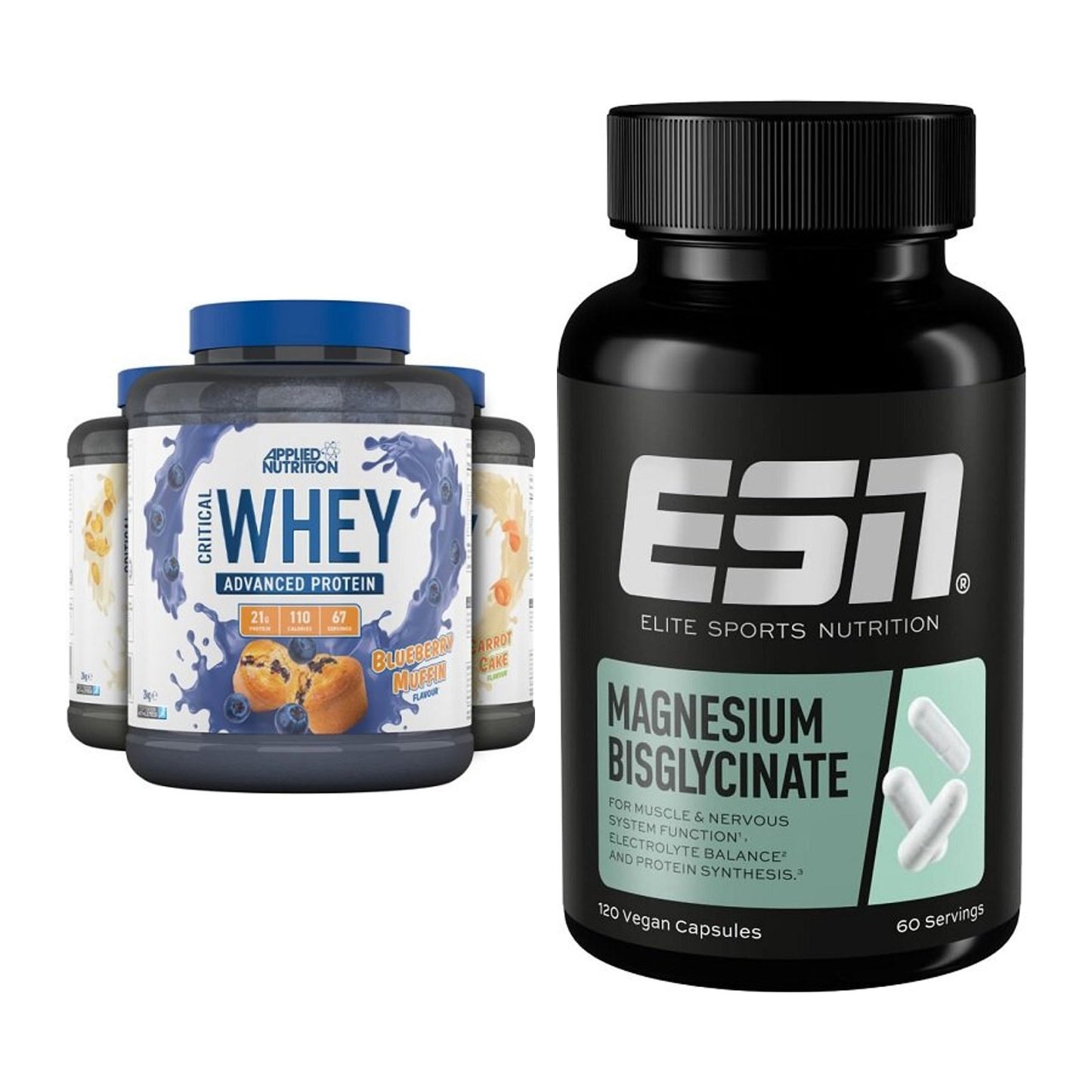 Basis-Set: Applied Nutrition Critical Whey + ESN Magnesium Bisglycinat – alle enthaltenen Artikel