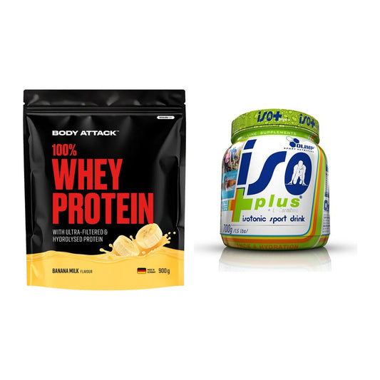 Basis-Set: Body Attack 100% Whey Protein + Olimp Iso Plus – alle enthaltenen Artikel