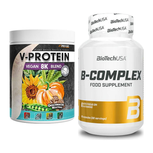 Basis-Set: ProFuel V-Protein Vegan 8K + BioTech B Complex 60 Tabl. – alle enthaltenen Artikel