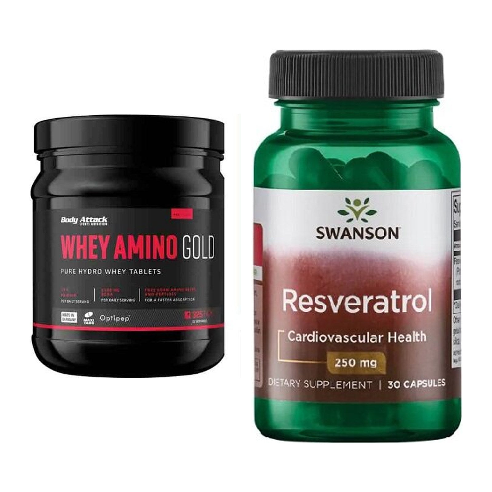 Basis-Set: Body Attack Whey Amino Gold + Swanson Resveratrol – alle enthaltenen Artikel