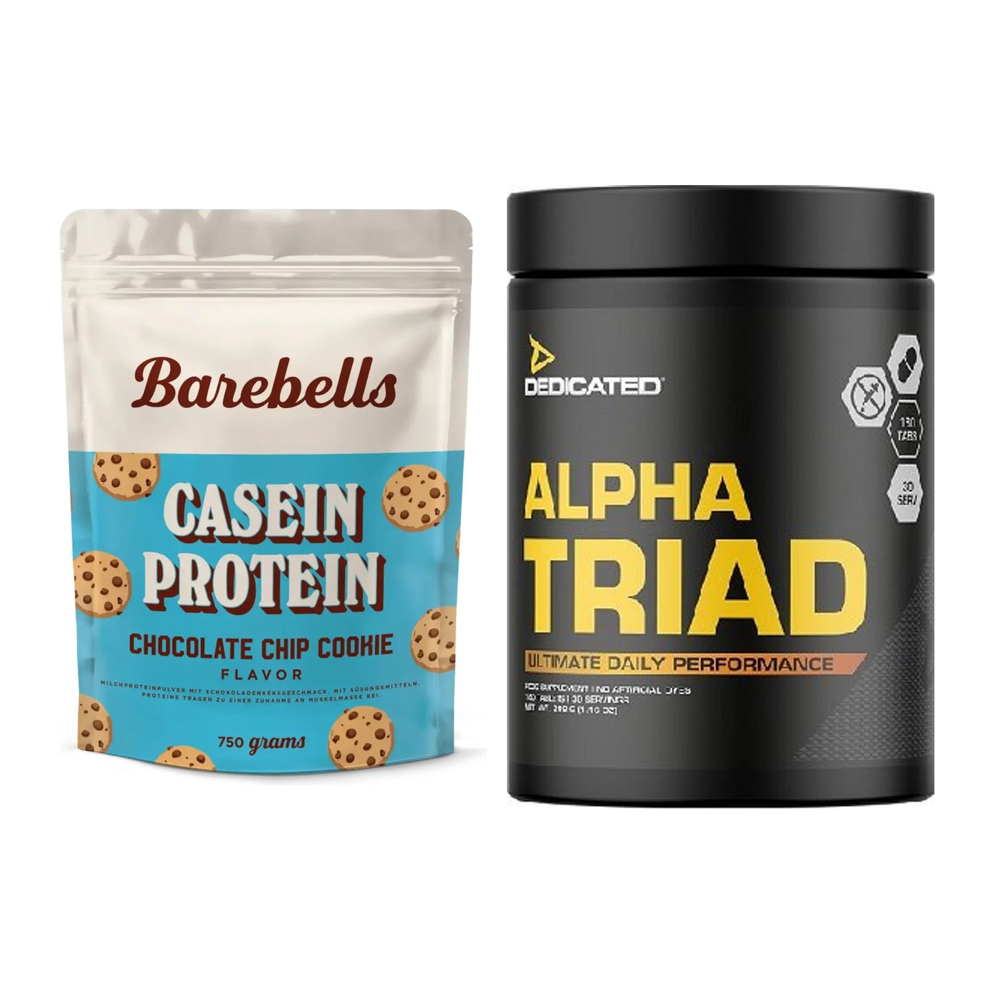 Basis-Set: Barebells Casein Protein + Dedicated Alpha Triad 180 Tabl. – alle enthaltenen Artikel