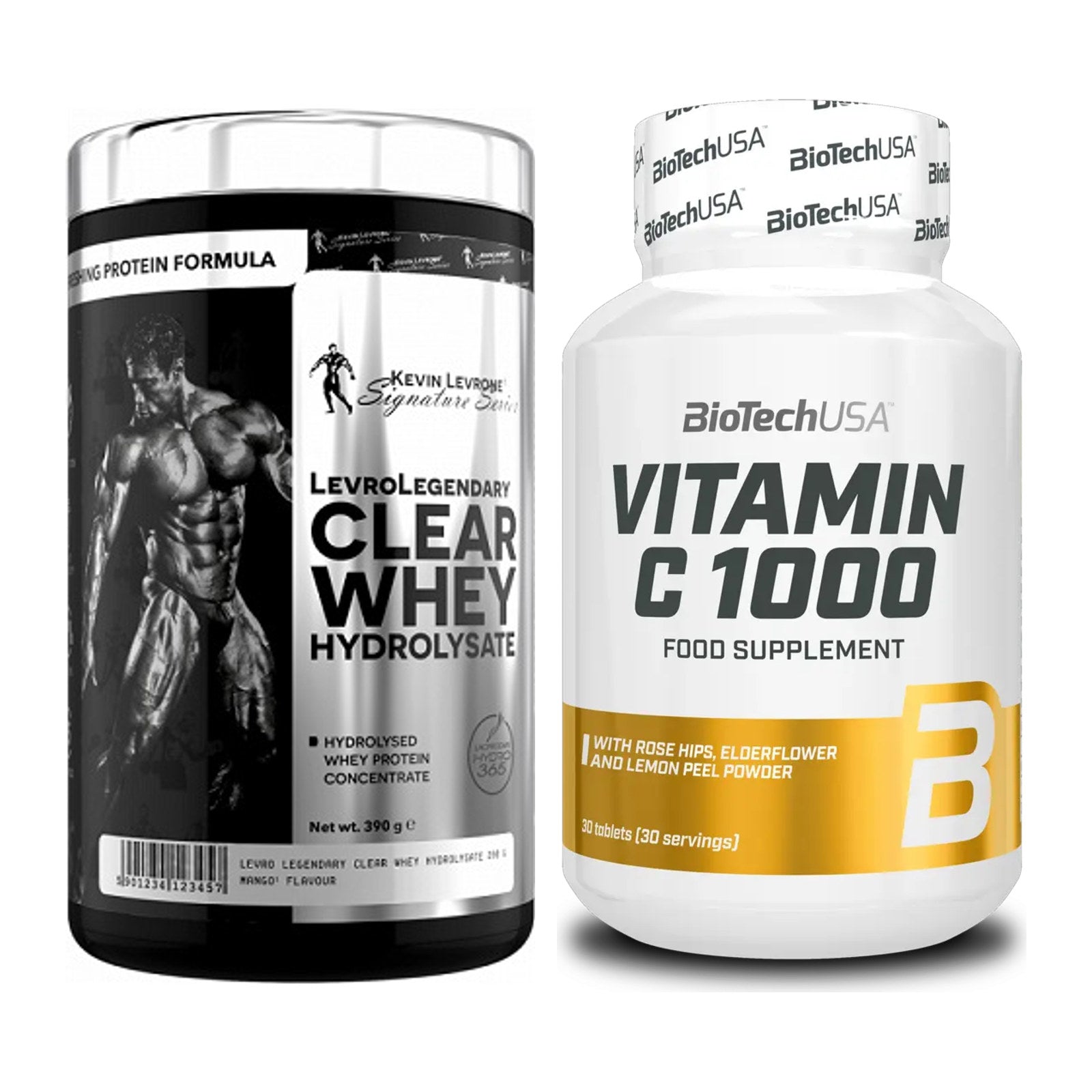 Basis-Set: Kevin Levrone Clear Whey + BioTech Vitamin C 1000 30 Tabl. – alle enthaltenen Artikel