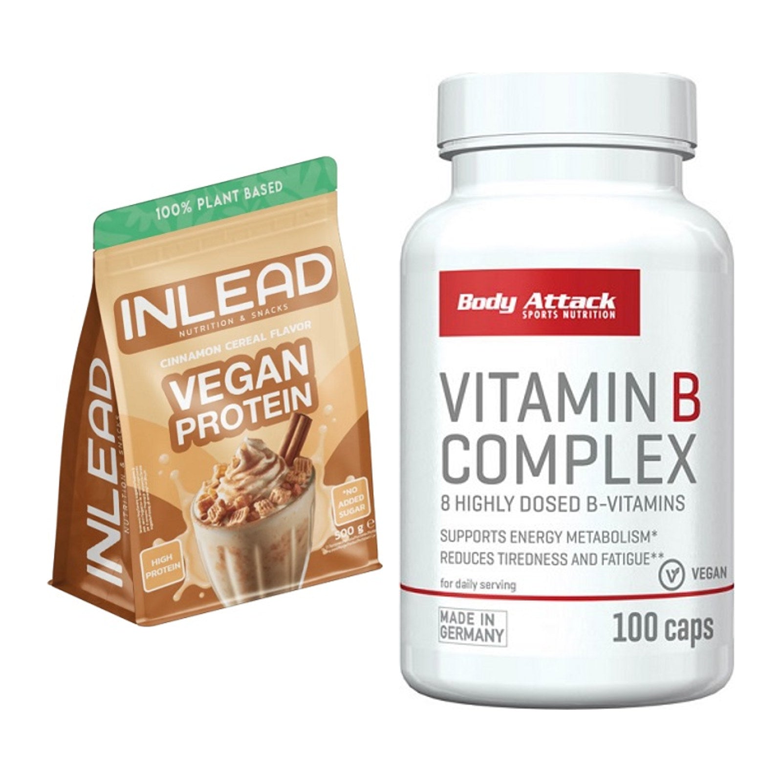 Basis-Set: INLEAD Vegan Protein + Body Attack Vitamin B-Complex – alle enthaltenen Artikel