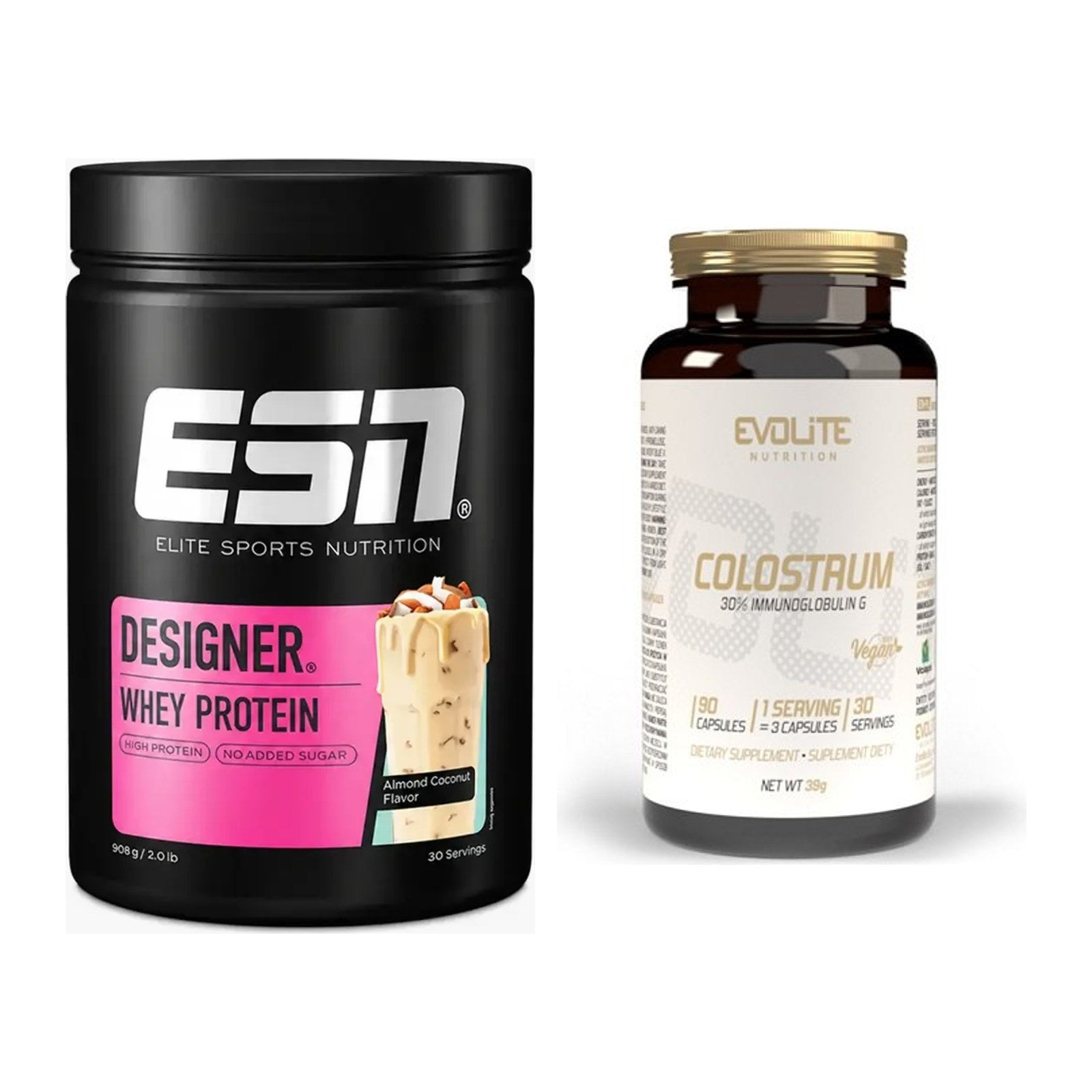 Basis-Set: ESN Designer Whey + Evolite Nutrition Colostrum 30% – alle enthaltenen Artikel