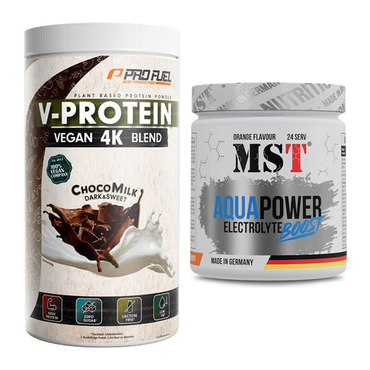 Basis-Set: ProFuel V-PROTEIN vegan 4K + MST Aqua Power Electrolyte – alle enthaltenen Artikel