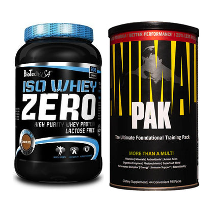 Basis-Set: BioTech Iso Whey Zero + Universal Animal Pak 44 Serv. – alle enthaltenen Artikel