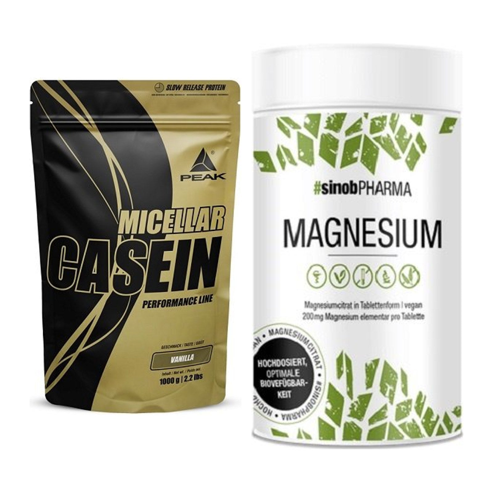 Basis-Set: Peak Micellar Casein + Sinob Magnesium Citrat – alle enthaltenen Artikel