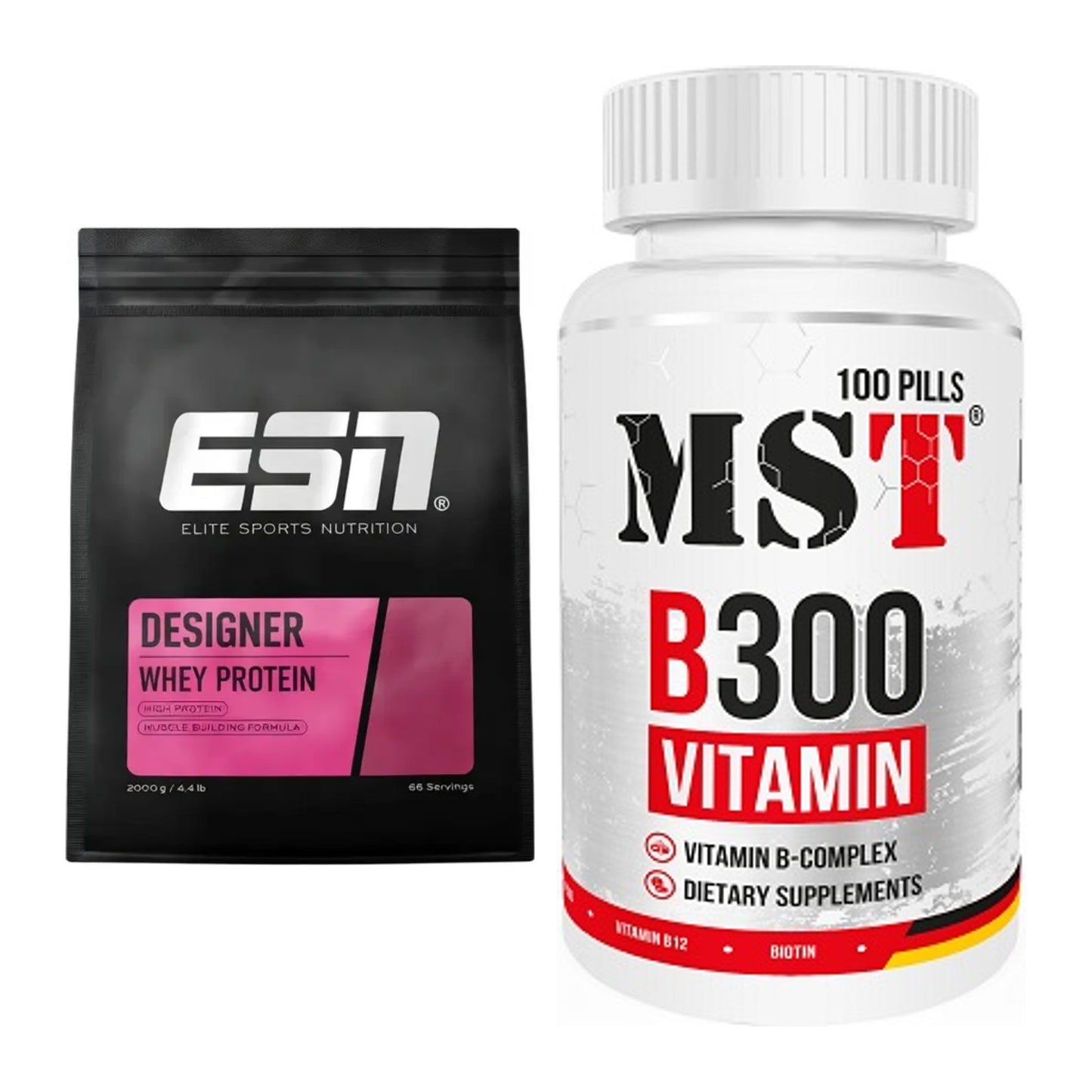Basis-Set: ESN Designer Whey + MST B300 B-Complex 100 Pills – alle enthaltenen Artikel