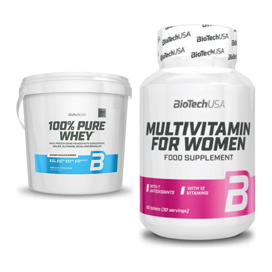 Basis-Set: BioTech 100% Pure Whey + BioTech Multivitamin für Frau 60 – alle enthaltenen Artikel