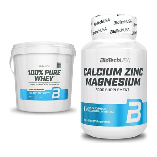 Basis-Set: BioTech 100% Pure Whey + BioTech Calcium Zinc Magnesium 100 – alle enthaltenen Artikel