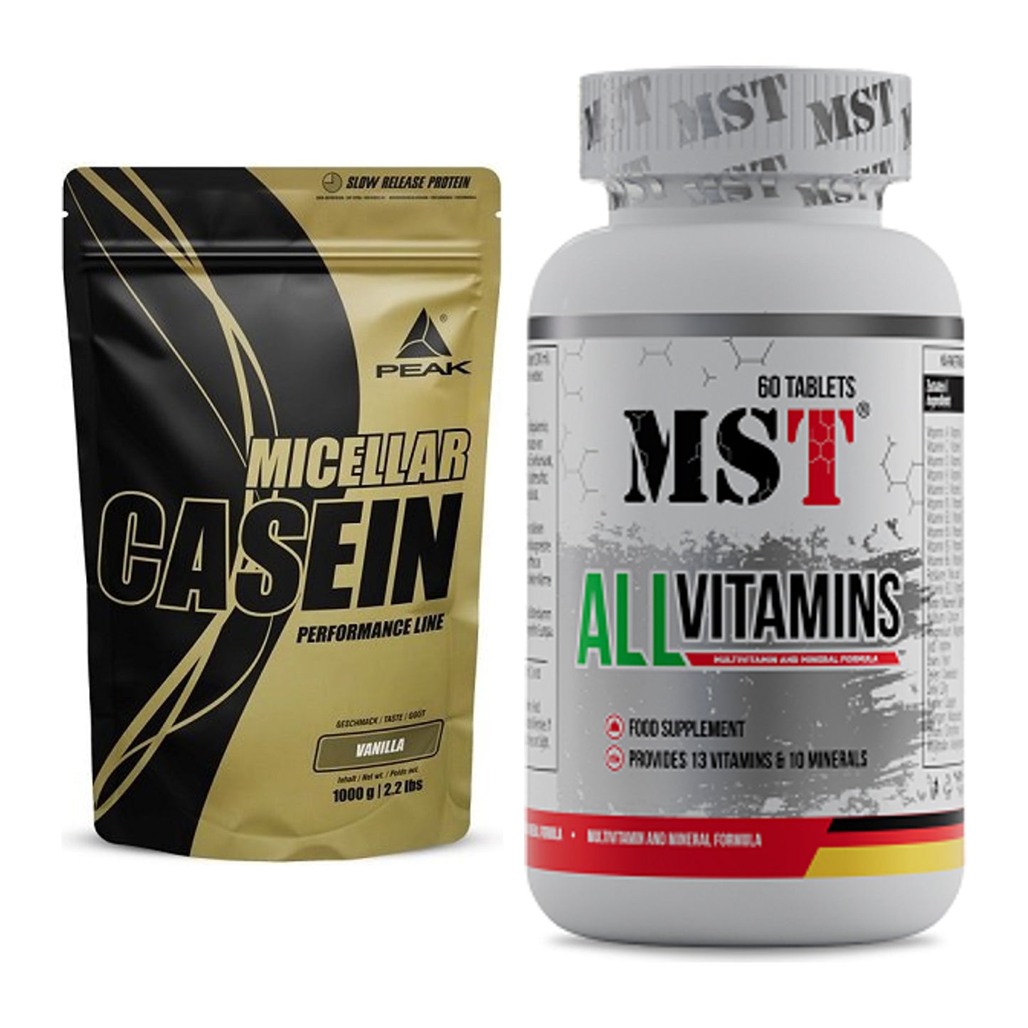 Basis-Set: Peak Micellar Casein + MST All Vitamins 60 Pillen – alle enthaltenen Artikel