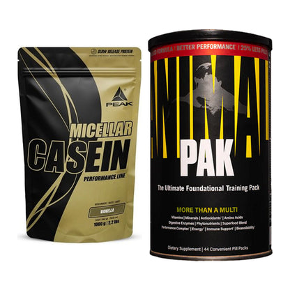 Basis-Set: Peak Micellar Casein + Universal Animal Pak 44 Serv. – alle enthaltenen Artikel