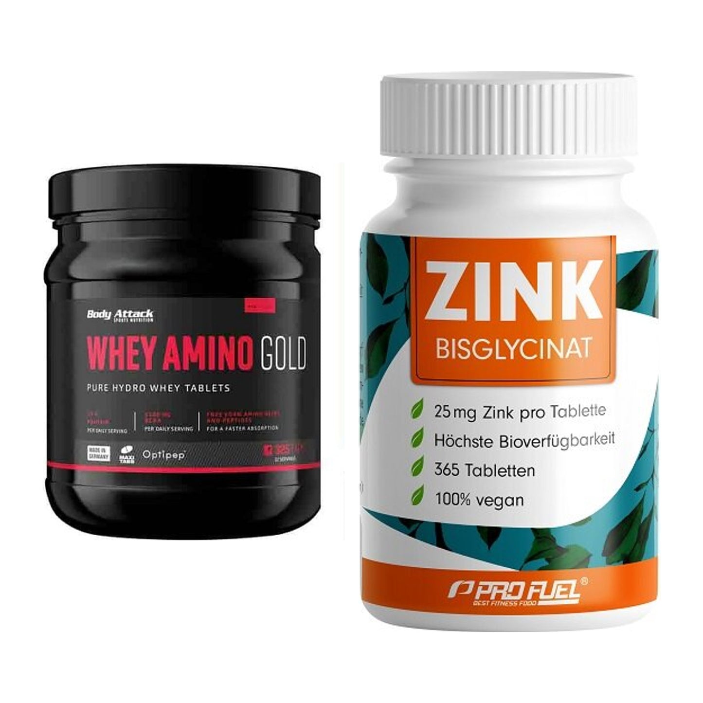Basis-Set: Body Attack Whey Amino Gold + ProFuel Zink Bisclycinat – alle enthaltenen Artikel