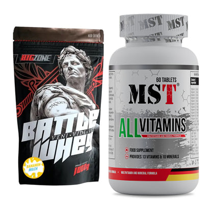 Basis-Set: Big Zone Battle Whey + MST All Vitamins 60 Pillen – alle enthaltenen Artikel