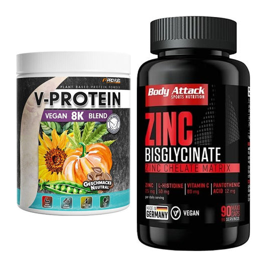 Basis-Set: ProFuel V-Protein Vegan 8K + Body Attack Zink – alle enthaltenen Artikel