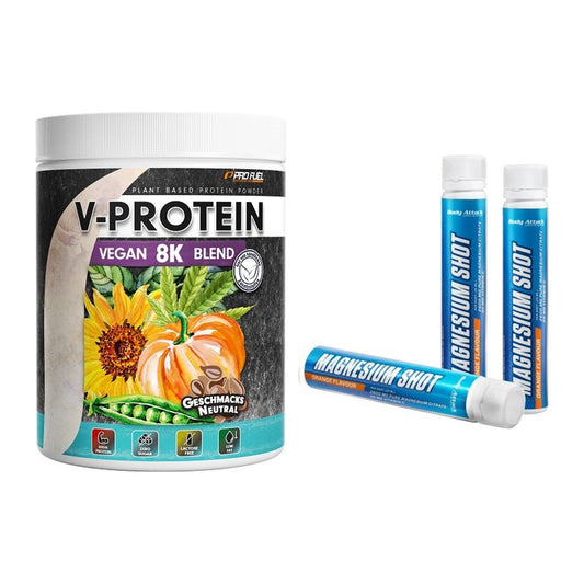 Basis-Set: ProFuel V-Protein Vegan 8K + Body Attack Magnesium Shots – alle enthaltenen Artikel