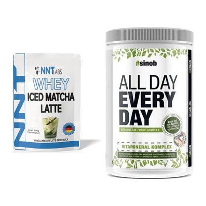 Basis-Set: NNT Whey ICED MATCHA LATTE + Sinob All Day Every Day 30 – alle enthaltenen Artikel