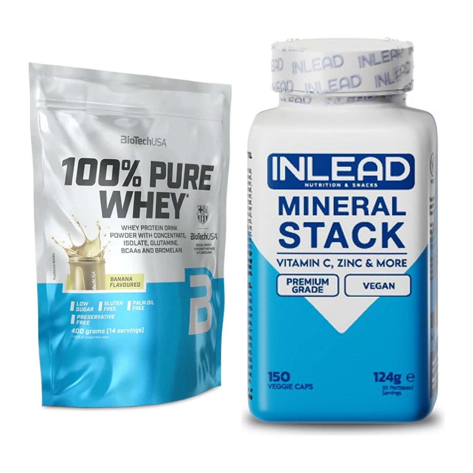 Basis-Set: BioTech 100% Pure Whey + INLEAD Mineral Stack – alle enthaltenen Artikel