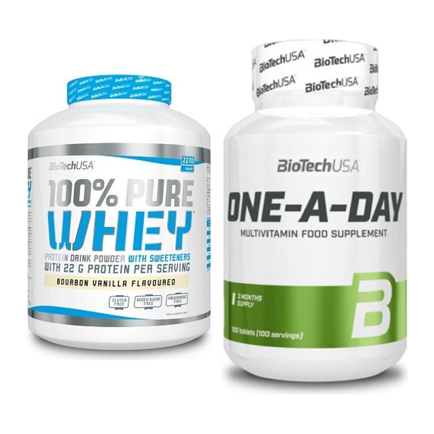 Basis-Set: BioTech 100% Pure Whey + BioTech One A Day 100 Tabl. – alle enthaltenen Artikel