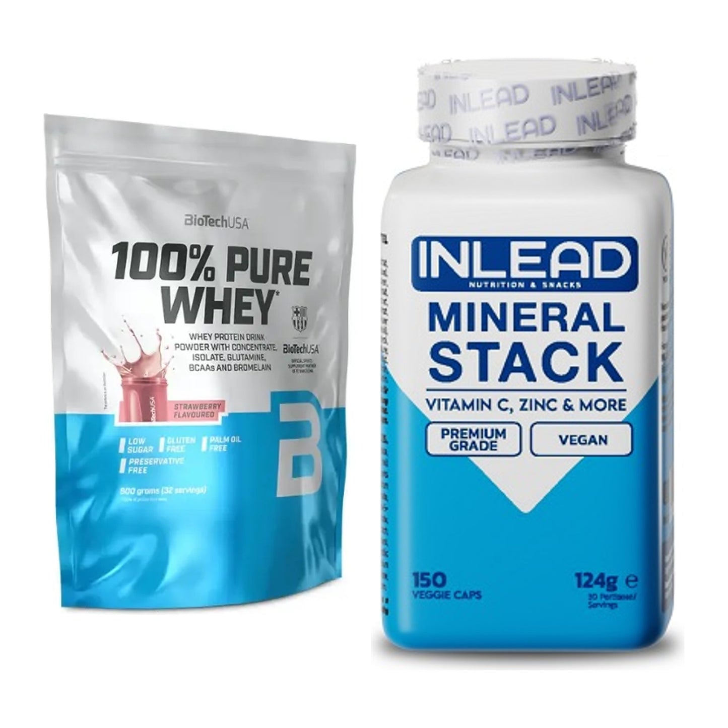 Basis-Set: BioTech 100% Pure Whey + INLEAD Mineral Stack – alle enthaltenen Artikel