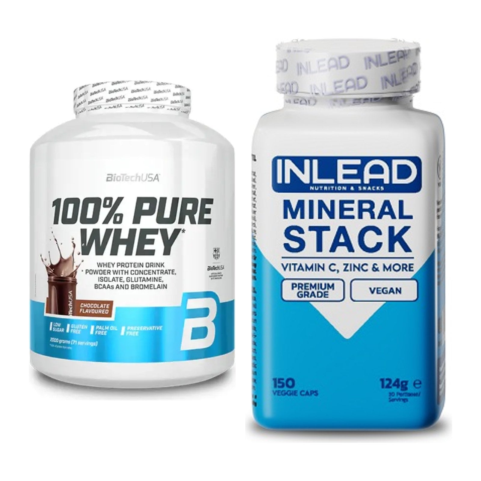Basis-Set: BioTech 100% Pure Whey + INLEAD Mineral Stack – alle enthaltenen Artikel