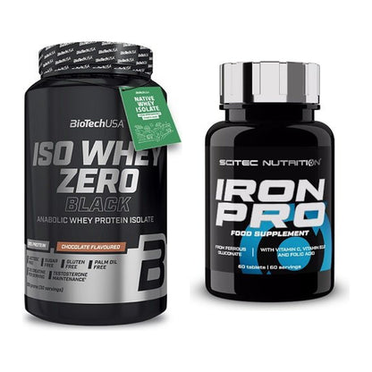 Basis-Set: BioTech Iso Whey Zero Black + Scitec Iron Pro – alle enthaltenen Artikel
