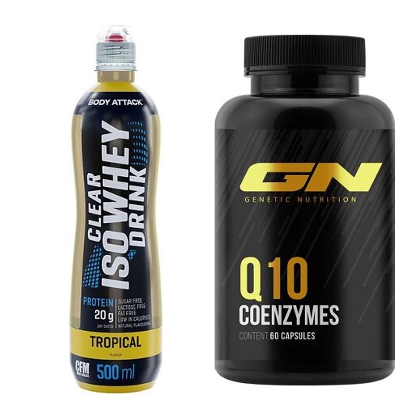 Basis-Set: Body Attack Clear Iso Whey Drink + GN Q10 Health Line – alle enthaltenen Artikel
