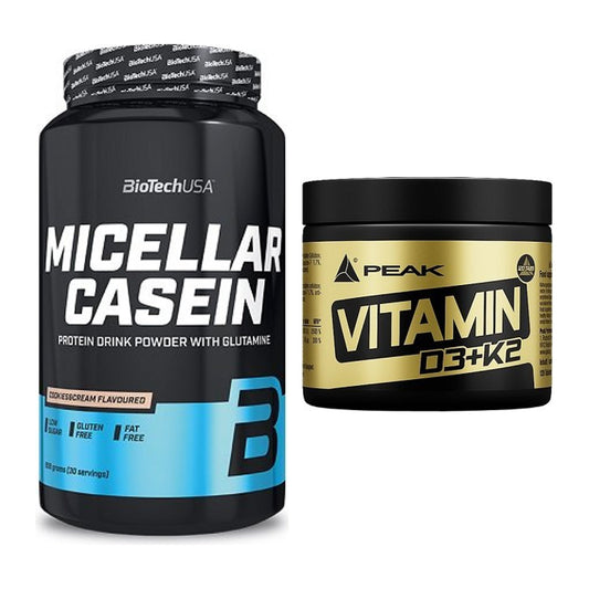 Basis-Set: BioTech Micellar Casein + Peak Vitamin D3+K2 120 Tabl. – alle enthaltenen Artikel
