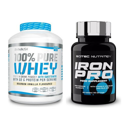 Basis-Set: BioTech 100% Pure Whey + Scitec Iron Pro – alle enthaltenen Artikel