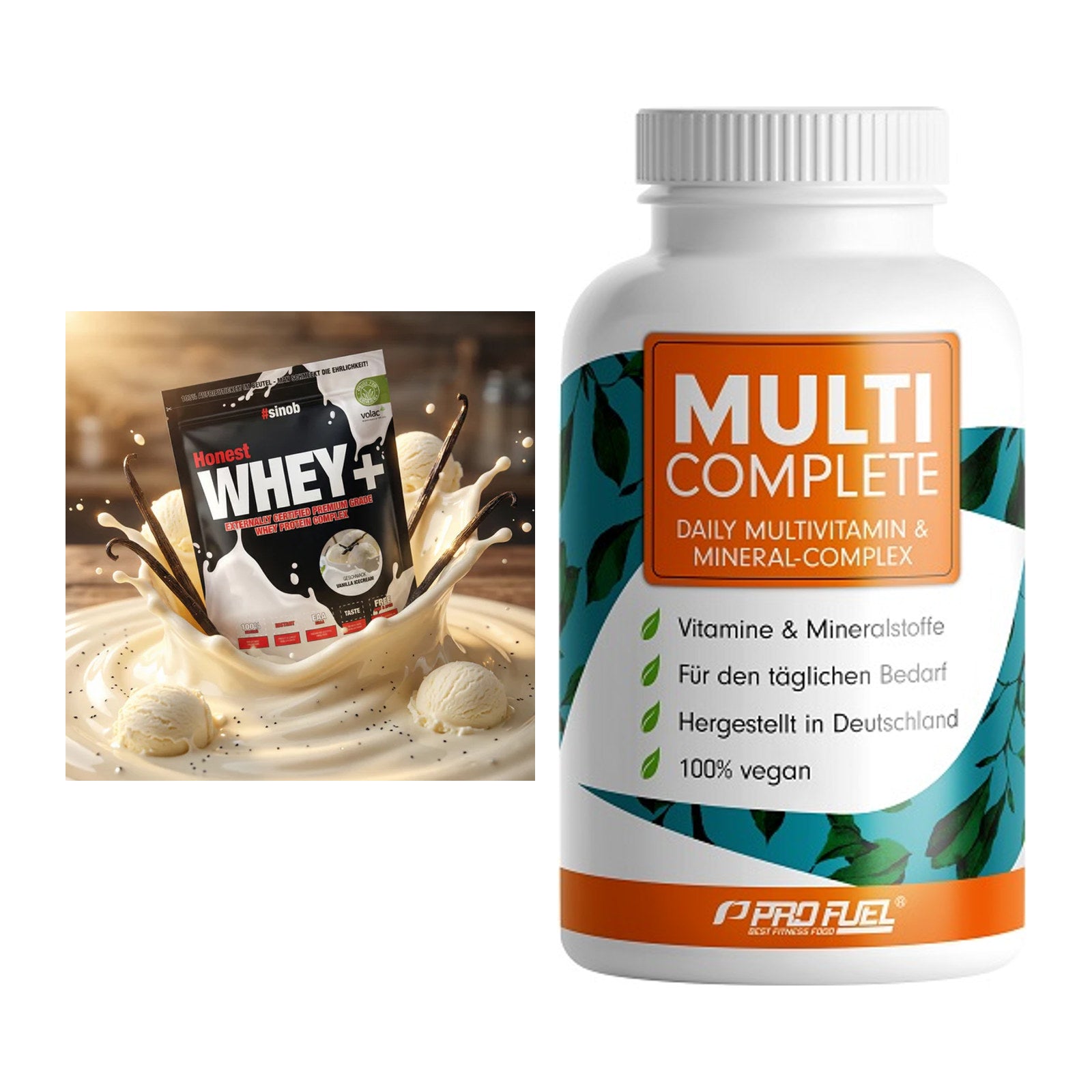 Basis-Set: Sinob Honest Whey+ + ProFuel MULTI COMPLETE – alle enthaltenen Artikel