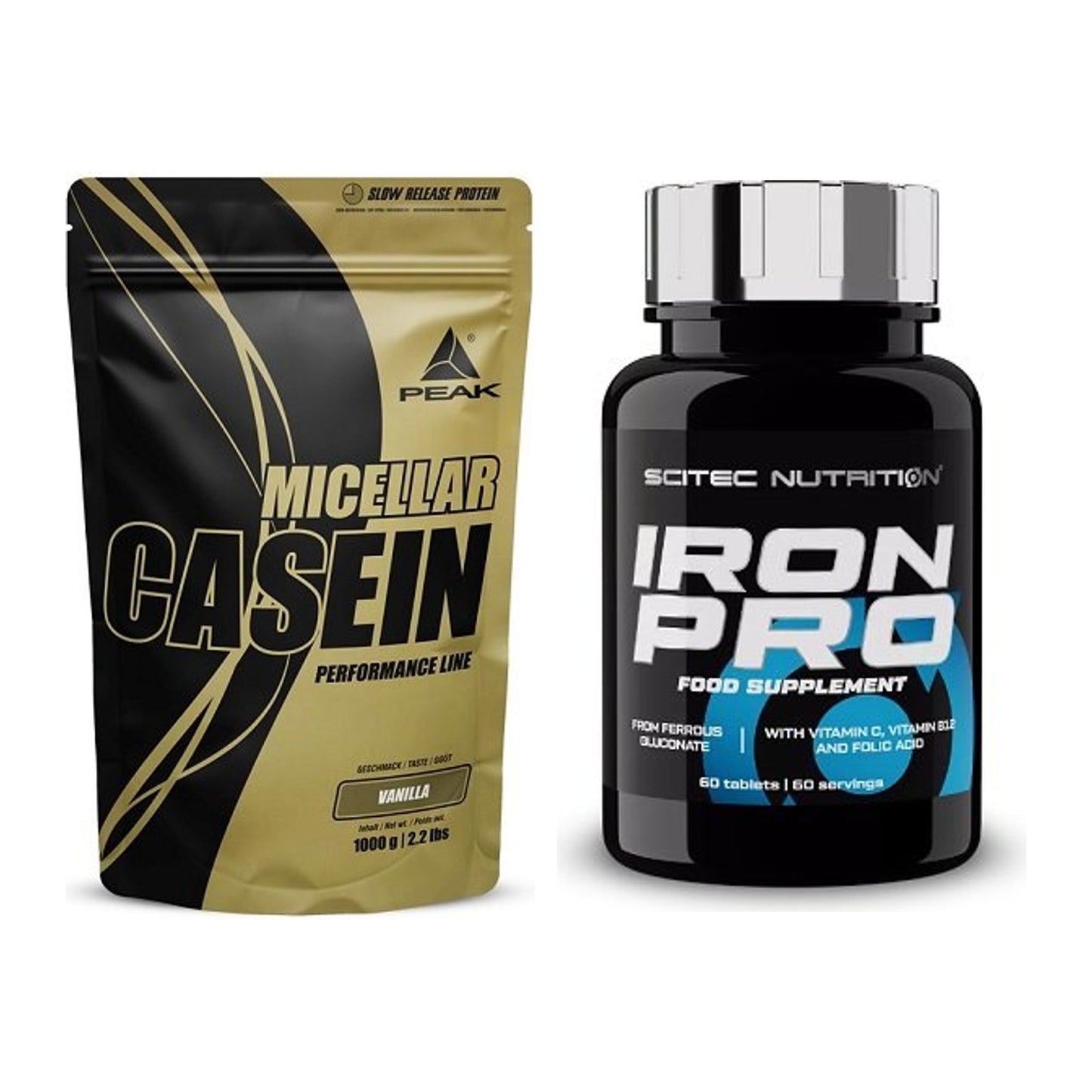 Basis-Set: Peak Micellar Casein + Scitec Iron Pro – alle enthaltenen Artikel