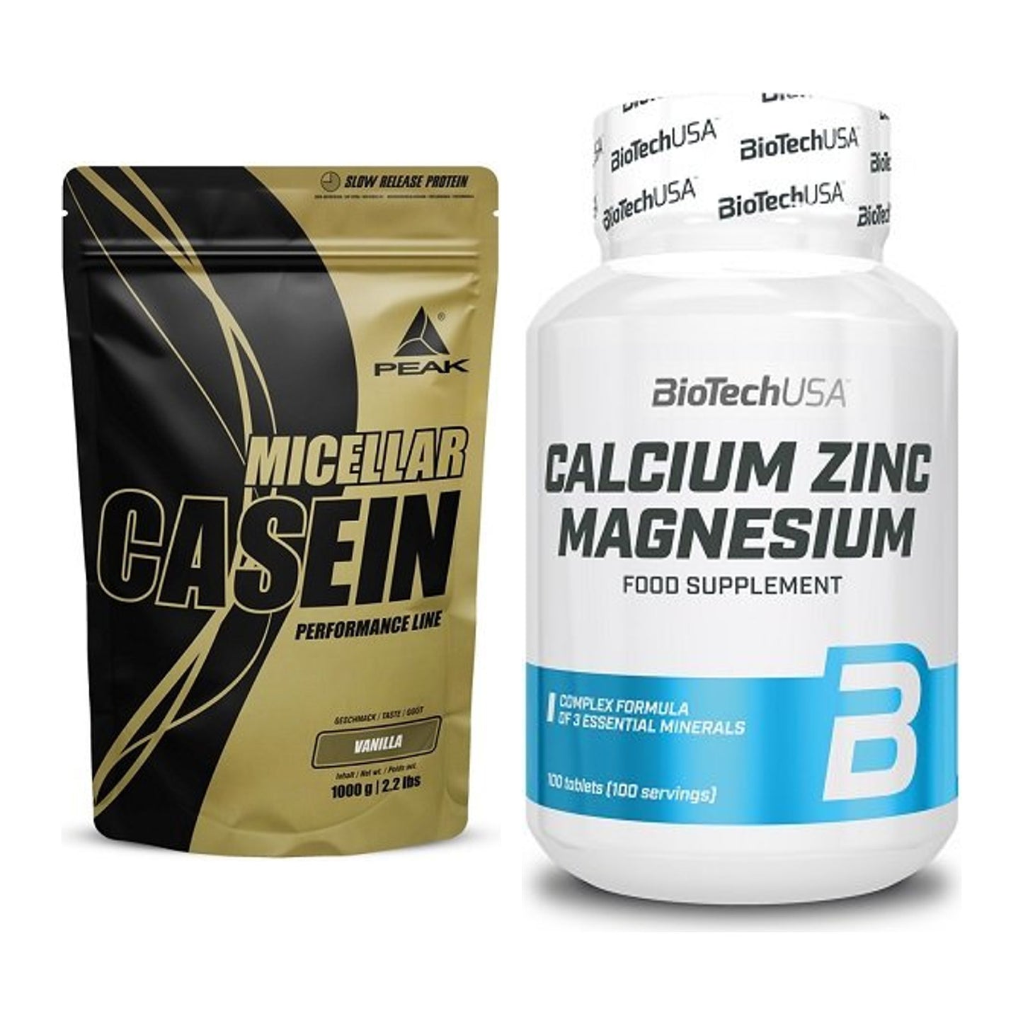 Basis-Set: Peak Micellar Casein + BioTech Calcium Zinc Magnesium 100 – alle enthaltenen Artikel