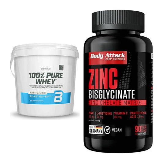 Basis-Set: BioTech 100% Pure Whey + Body Attack Zink Bisglycinate – alle enthaltenen Artikel