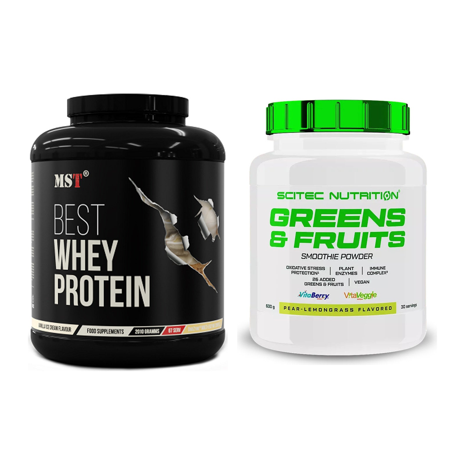 Basis-Set: MST Best Whey Protein + Scitec Greens & Fruits – alle enthaltenen Artikel