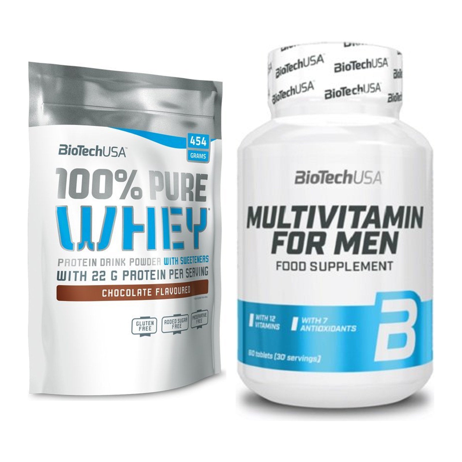 Basis-Set: BioTech 100% Pure Whey + BioTech Multivitamin for Men 60 – alle enthaltenen Artikel