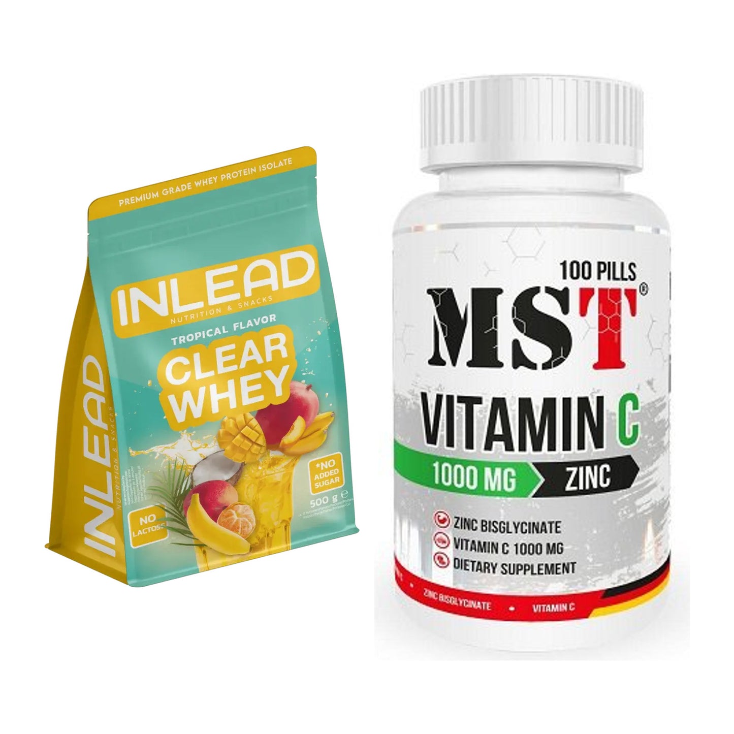 Basis-Set: INLEAD Clear Whey Isolate + MST Vitamin C 1000 + Zinc 100 – alle enthaltenen Artikel