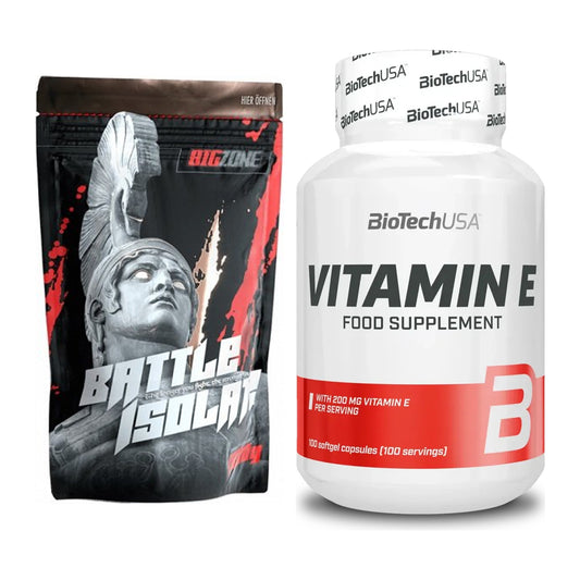 Basis-Set: Big Zone Battle Isolate + BioTech Vitamin E 100 Softgelcaps – alle enthaltenen Artikel
