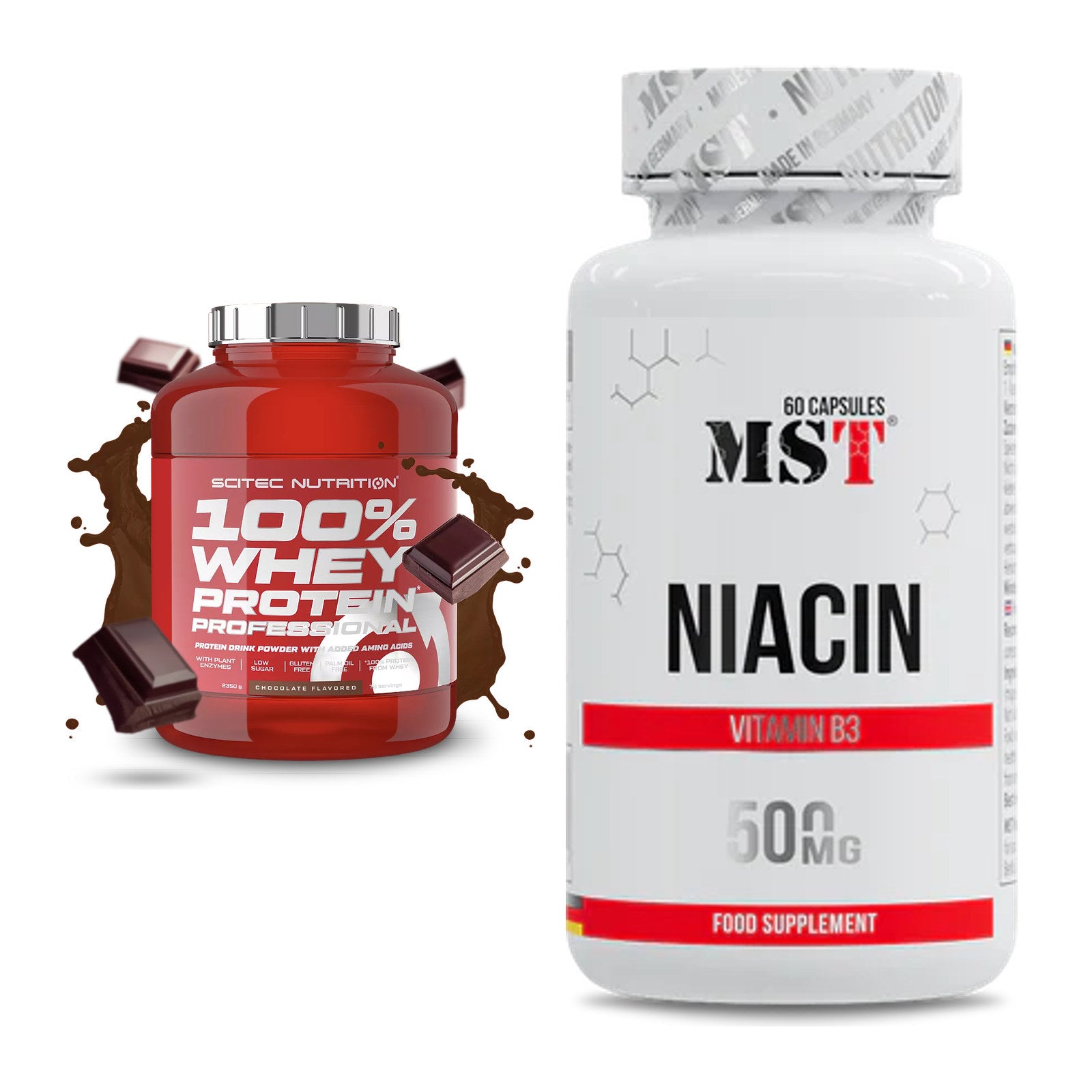 Basis-Set: Scitec 100% Whey Professional + MST Niacin – alle enthaltenen Artikel