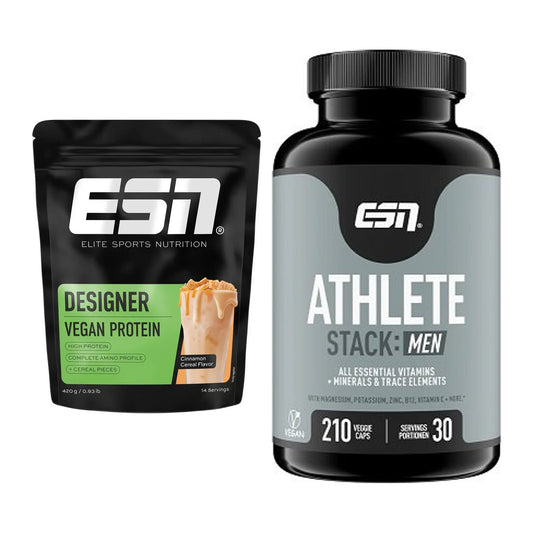 Basis-Set: ESN Designer Vegan Protein + ESN Athlete Stack:MEN – alle enthaltenen Artikel